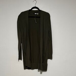 GAP NWT Women's Olive Green Open Front Long Cardigan